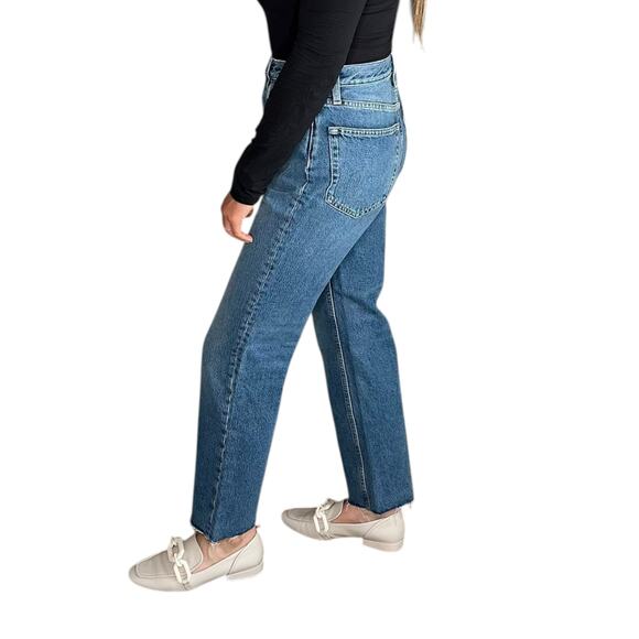 TOTEME Classic Cut Denim Medium Wash Ankle Frayed Denim Jeans Women's Size 27 - Picture 2 of 11